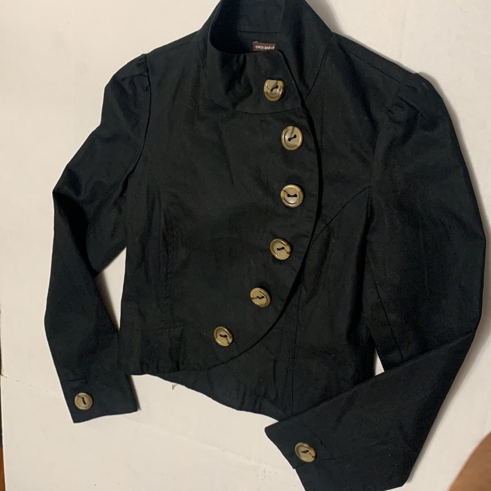 Black Short Cut Button Down Jacket - image 1